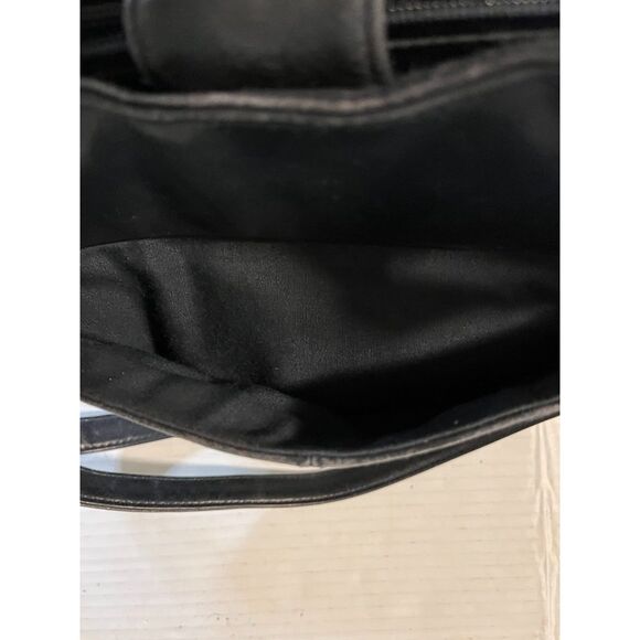 Vntg Etienne Aigner Navy Blue Leather Double Strap Hobo Snap Close Bottom Feet - Picture 7 of 8